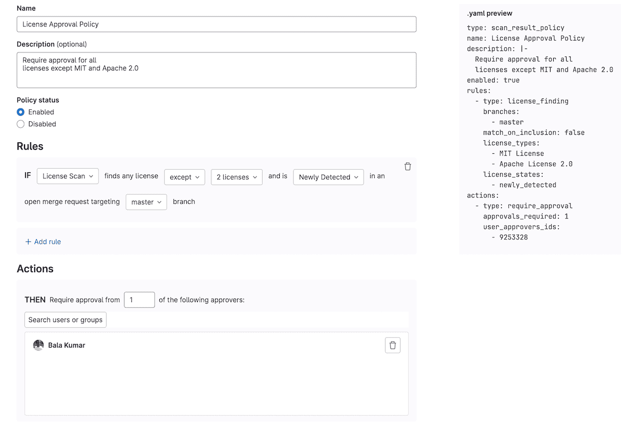 License approval policy